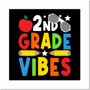 2nd Grade Vibes Teachers Boys Girls Funny Back To School Posters and Art